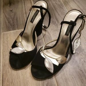 Dolce Gabbana suede wedge heels with leaf design 37